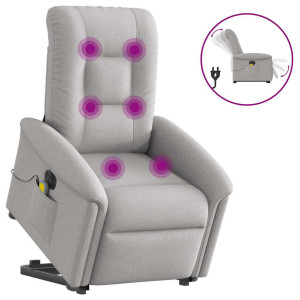 vidaXL Sta-op-massagestoel elektrisch verstelbaar stof wolk grijs