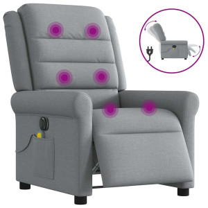 vidaXL Massagestoel elektrisch verstelbaar stof lichtgrijs