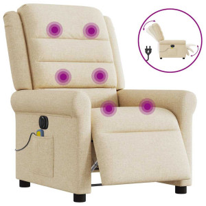 vidaXL Massagestoel elektrisch verstelbaar stof crèmekleurig