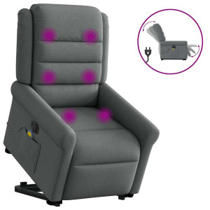 vidaXL Sta-op-massagestoel elektrisch verstelbaar stof donkergrijs