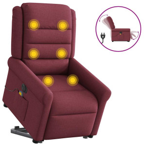 vidaXL Sta-op-massagestoel elektrisch verstelbaar stof wijnrood
