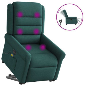 vidaXL Sta-op-massagestoel elektrisch verstelbaar stof donkergroen