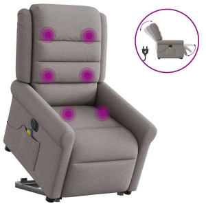 vidaXL Sta-op-massagestoel elektrisch verstelbaar stof taupe