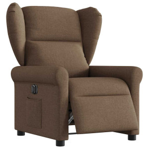vidaXL Fauteuil verstelbaar elektrisch stof bruin
