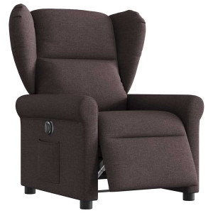 vidaXL Fauteuil verstelbaar elektrisch stof donkerbruin