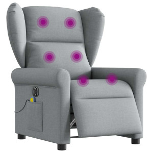 vidaXL Massagestoel elektrisch verstelbaar stof lichtgrijs