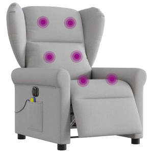 vidaXL Massagestoel elektrisch verstelbaar stof wolk grijs