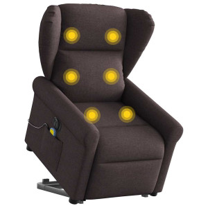 vidaXL Sta-op-massagestoel elektrisch verstelbaar stof donkerbruin