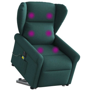 vidaXL Sta-op-massagestoel elektrisch verstelbaar stof donkergroen