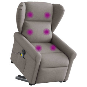 vidaXL Sta-op-massagestoel elektrisch verstelbaar stof taupe