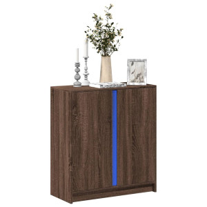 vidaXL Dressoir met LED 77x34x85 cm bewerkt hout bruin eikenkleur