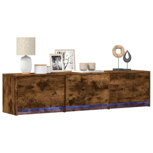 vidaXL Tv-meubel met LED 165x34x40 cm bewerkt hout gerookt eikenkleur