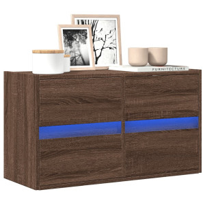 vidaXL Tv-wandmeubel met LED-verlichting 80x31x45 cm bruin eikenkleur