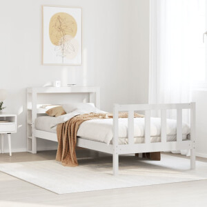 vidaXL Bedframe zonder matras massief grenenhout wit 75x190 cm