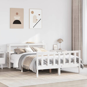 vidaXL Bedframe zonder matras massief grenenhout wit 140x190 cm