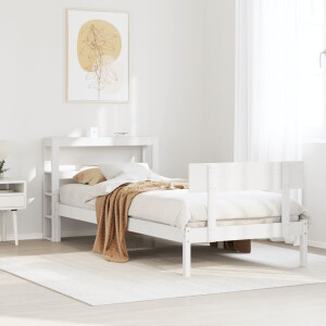 vidaXL Bedframe zonder matras massief grenenhout wit 75x190 cm