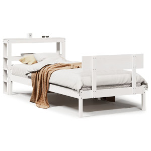 vidaXL Bedframe zonder matras massief grenenhout wit 90x200 cm