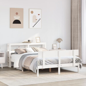 vidaXL Bedframe zonder matras massief grenenhout wit 140x200 cm
