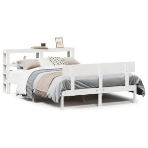 vidaXL Bedframe zonder matras massief grenenhout wit 160x200 cm
