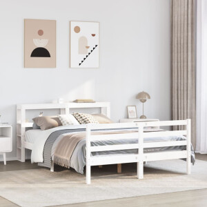 vidaXL Bedframe zonder matras massief grenenhout wit 160x200 cm