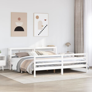 vidaXL Bedframe zonder matras massief grenenhout wit 200x200 cm