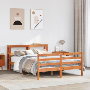 vidaXL Bedframe zonder matras massief grenenhout wasbruin 150x200 cm