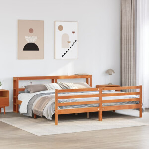 vidaXL Bedframe zonder matras massief grenenhout wasbruin 200x200 cm