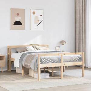 vidaXL Seniorenbed met hoofdbord massief grenenhout 140x200 cm