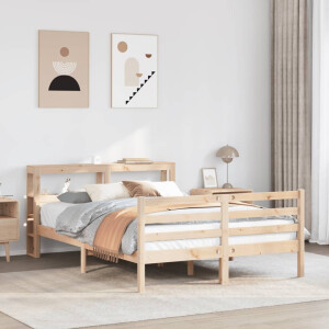 vidaXL Bedframe met hoofdbord massief grenenhout wit 140x200 cm