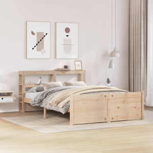vidaXL Bedframe met hoofdbord massief grenenhout wit 140x200 cm