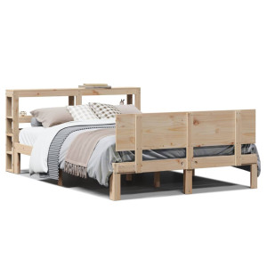 vidaXL Bedframe met hoofdbord massief grenenhout 150x200 cm