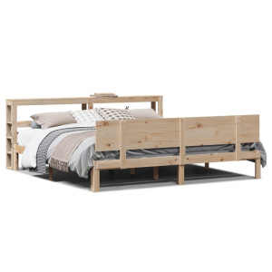 vidaXL Bedframe met hoofdbord massief grenenhout 200x200 cm
