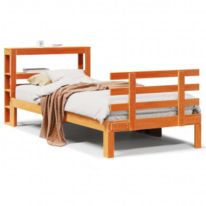 vidaXL Bedframe met hoofdbord massief grenenhout wasbruin 75x190 cm
