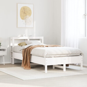 vidaXL Bedframe zonder matras massief grenenhout wit 90x200 cm