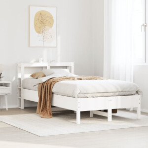 vidaXL Bedframe zonder matras massief grenenhout wit 75x190 cm
