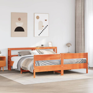 vidaXL Bedframe zonder matras massief grenenhout wasbruin 180x200 cm