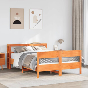 vidaXL Bedframe zonder matras massief grenenhout wasbruin 150x200 cm
