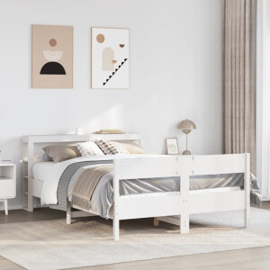 vidaXL Bedframe zonder matras massief grenenhout wit 140x200 cm