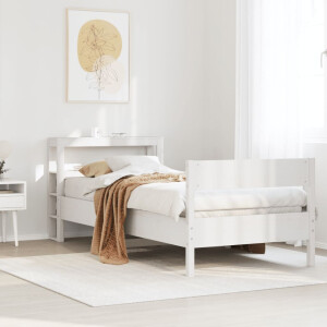 vidaXL Bedframe zonder matras massief grenenhout wit 75x190 cm