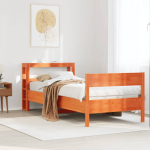 vidaXL Bedframe zonder matras massief grenenhout wasbruin 75x190 cm