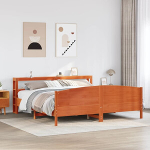 vidaXL Bedframe zonder matras massief grenenhout wasbruin 200x200 cm