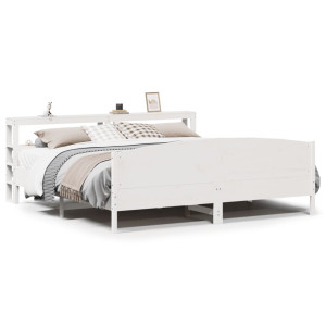 vidaXL Bedframe zonder matras massief grenenhout wit 180x200 cm