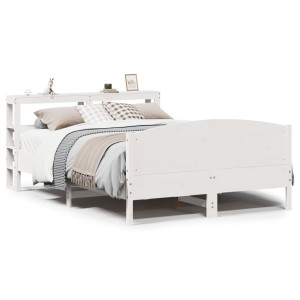 vidaXL Bedframe zonder matras massief grenenhout wit 160x200 cm