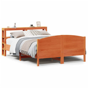 vidaXL Bed met matras massief grenenhout wasbruin 140x190 cm