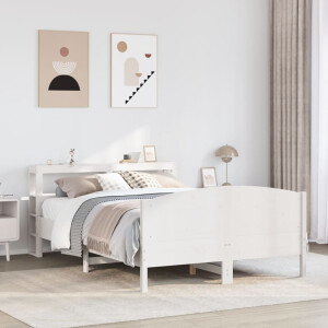 vidaXL Bedframe zonder matras massief grenenhout wit 135x190 cm