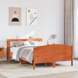 vidaXL Bedframe zonder matras massief grenenhout wasbruin 135x190 cm