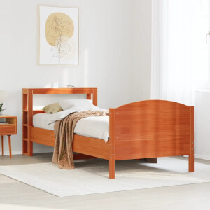 vidaXL Bedframe zonder matras massief grenenhout wasbruin 100x200 cm
