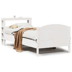 vidaXL Bedframe zonder matras massief grenenhout wit 90x200 cm