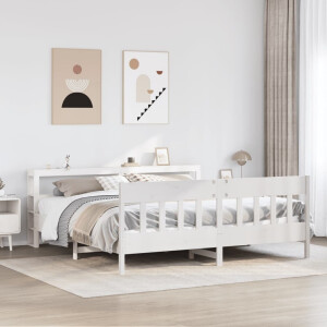 vidaXL Bedframe zonder matras massief grenenhout wit 180x200 cm