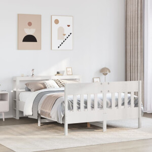 vidaXL Bedframe zonder matras massief grenenhout wit 150x200 cm